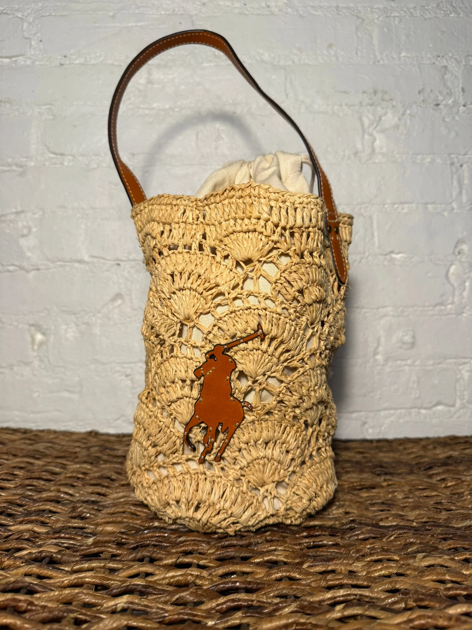 Polo Ralph Lauren Polo Player Raffia Bucket Bag