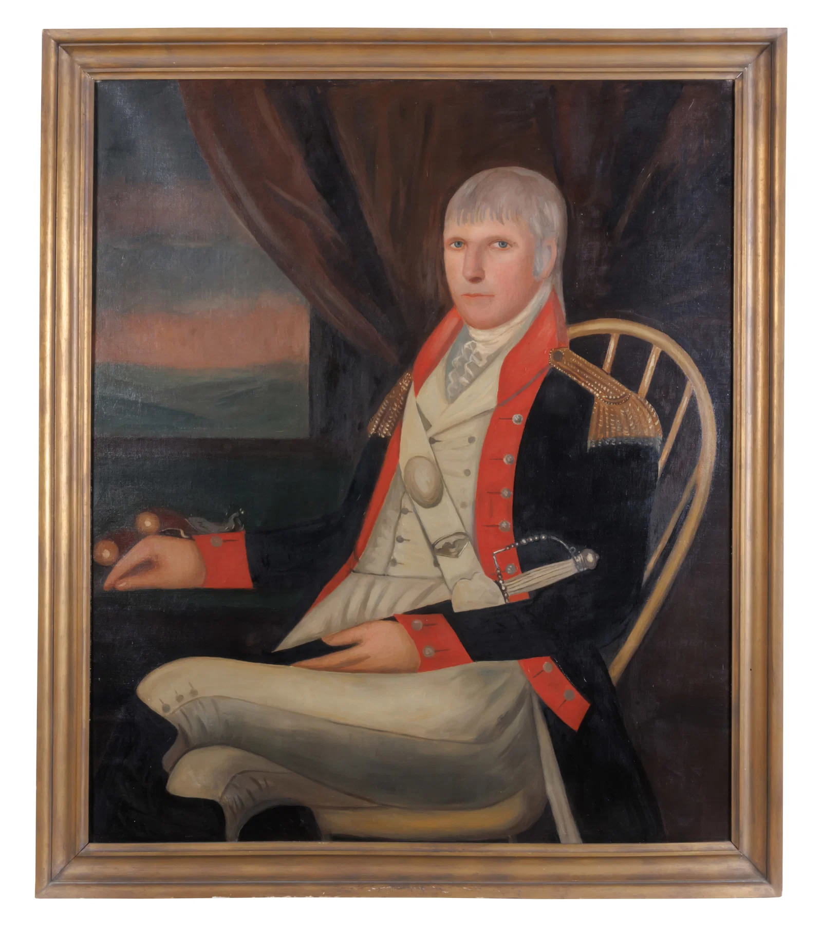 Portrait of General Jonathan Davis with Manuscript Letters [Folk Art - Military - Militia]