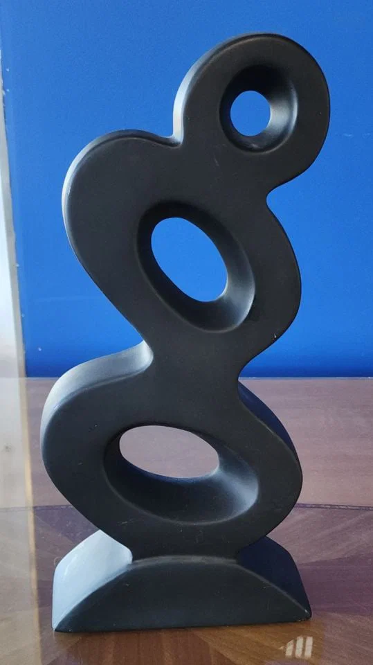 Postmodern abstract expressionist ceramic sculpture of standing female figure