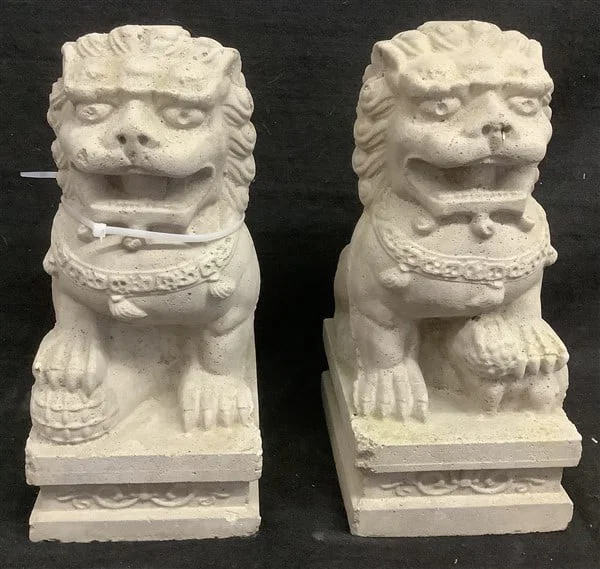 Pr of 14" Concrete Foo Dogs