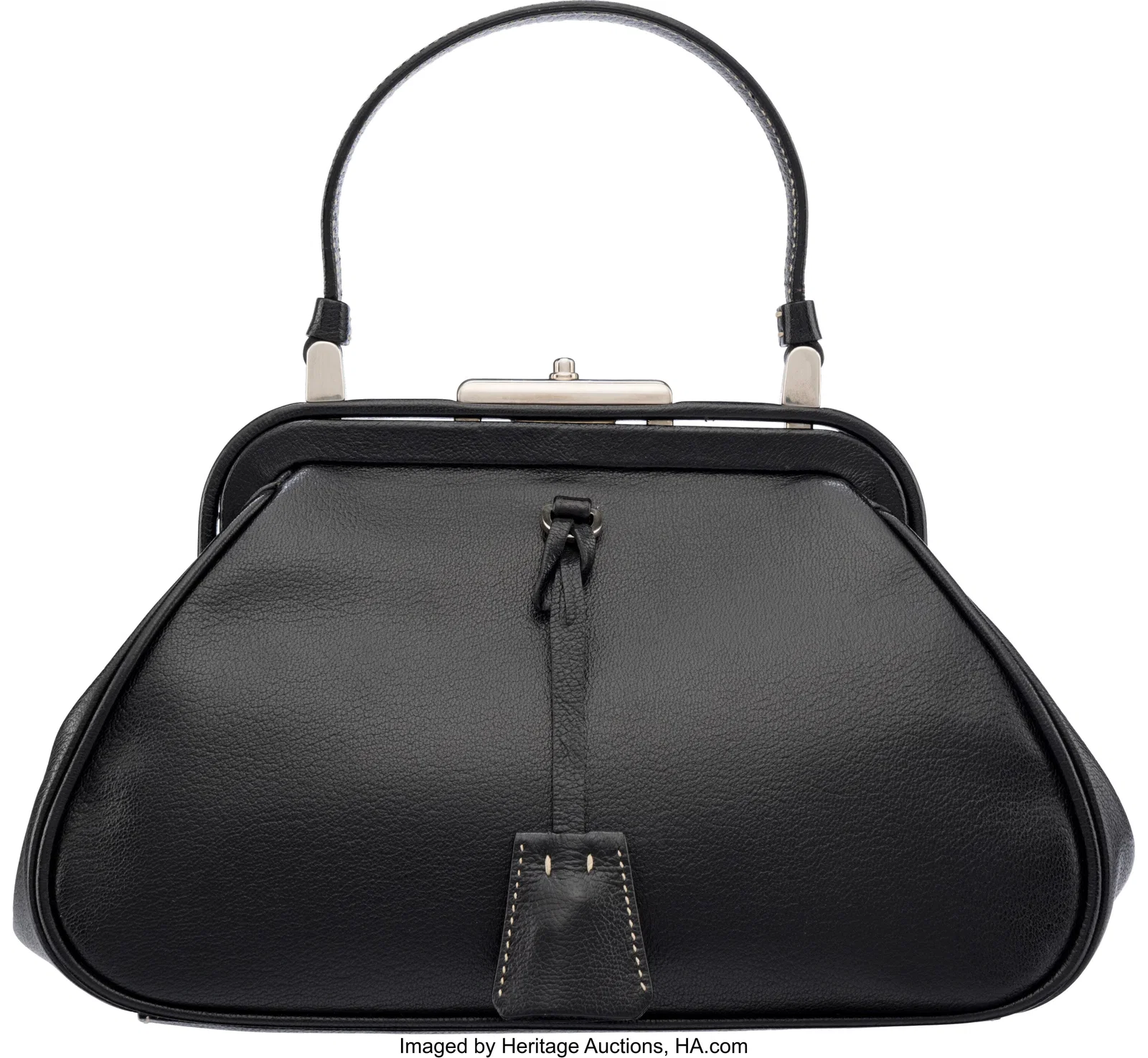 Prada Black Leather Madras Cerniera Frame Bag wi