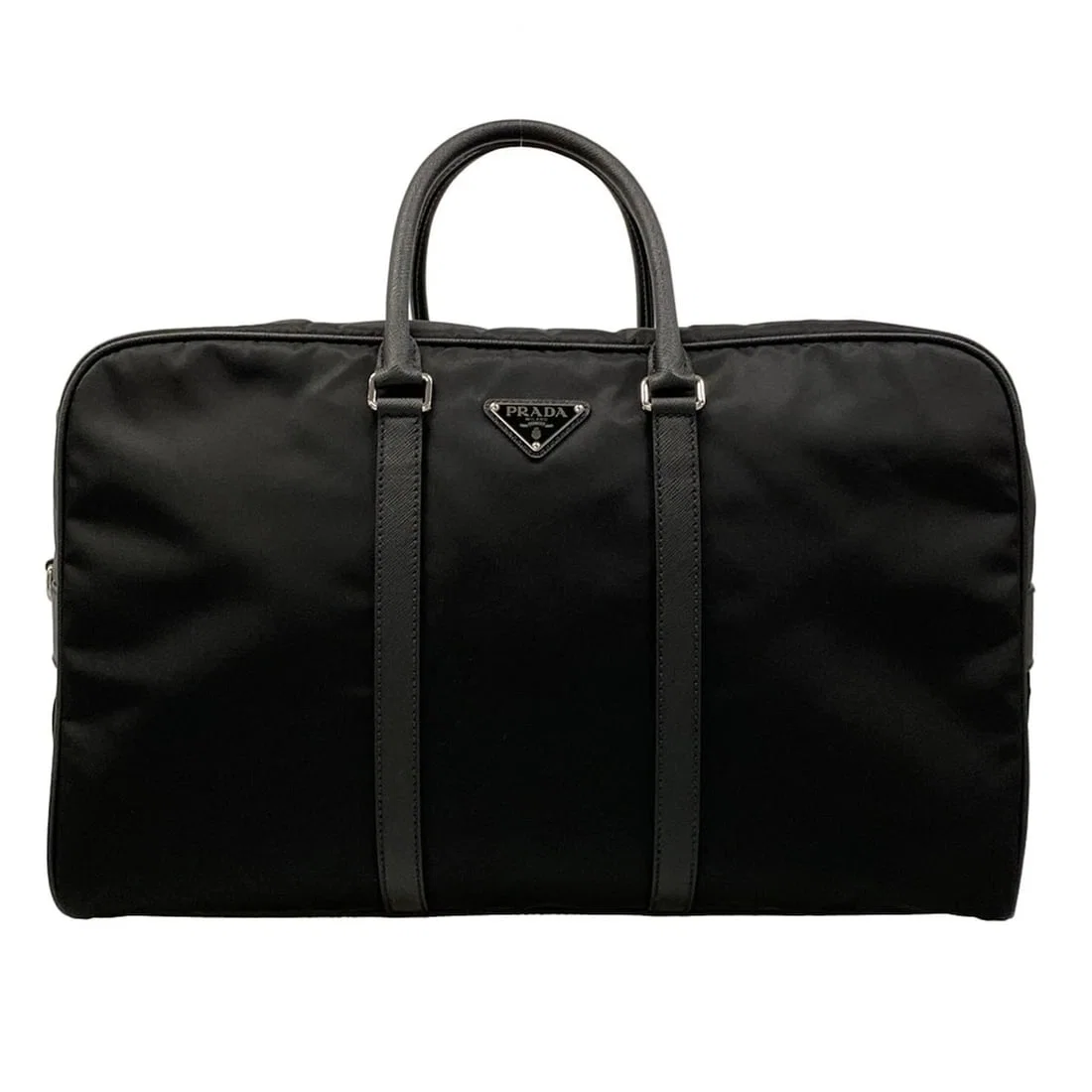 PRADA - BLACK NYLON LEATHER BOSTON BAG