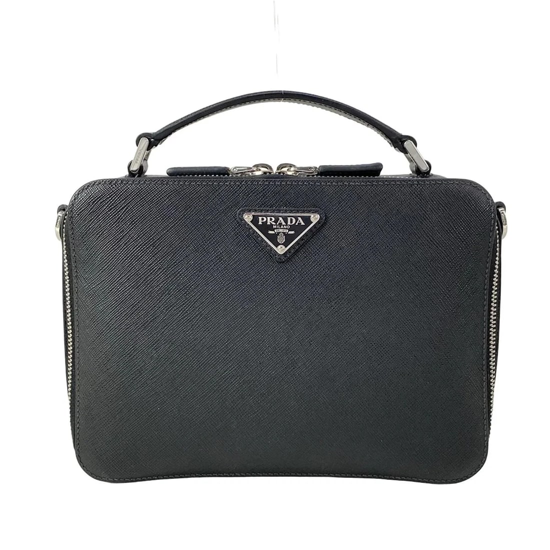 PRADA BRICK BLACK SAFFIANO LEATHER HANDBAG