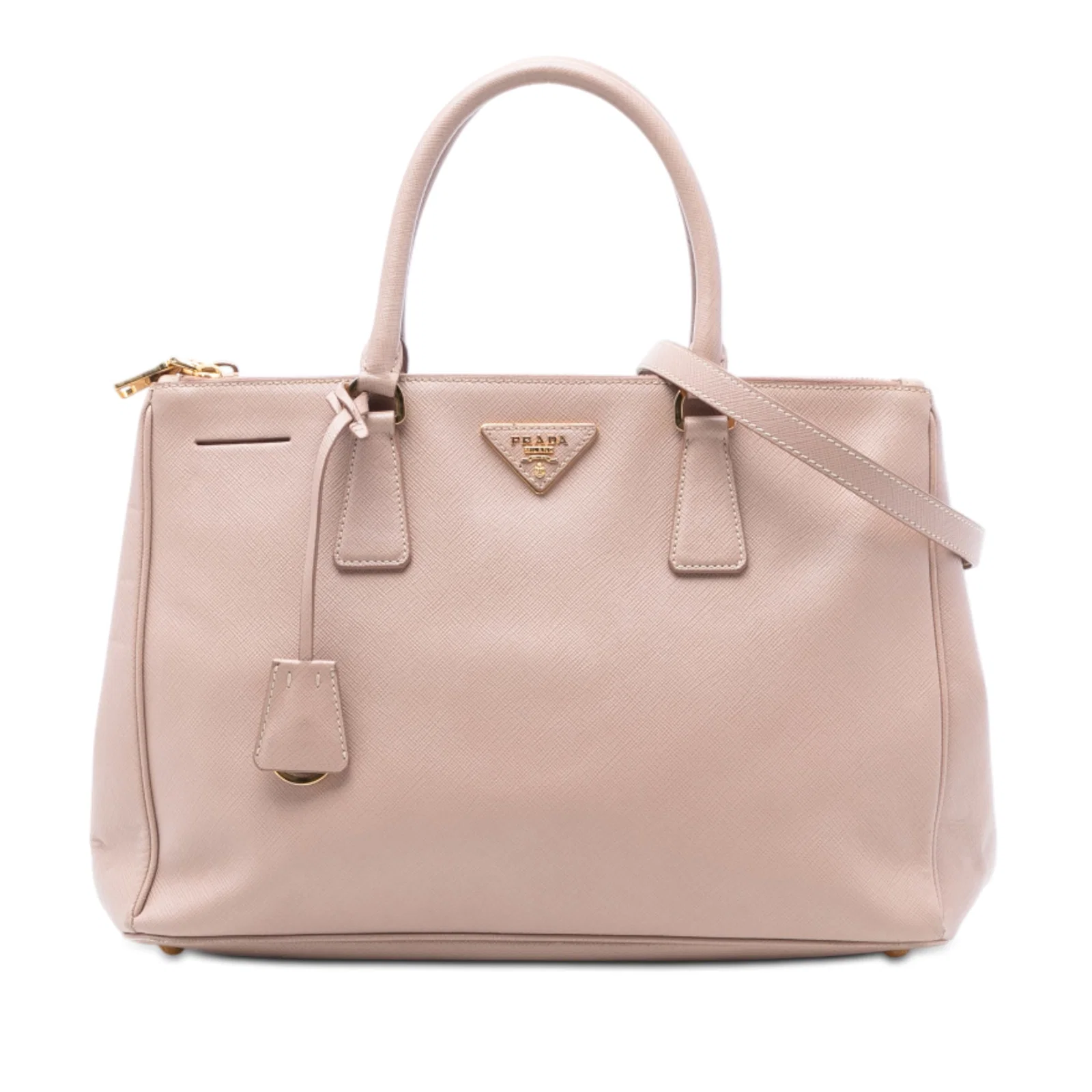 Prada Galleria Medium Pink Saffiano Leather Double Zip Tote Bag