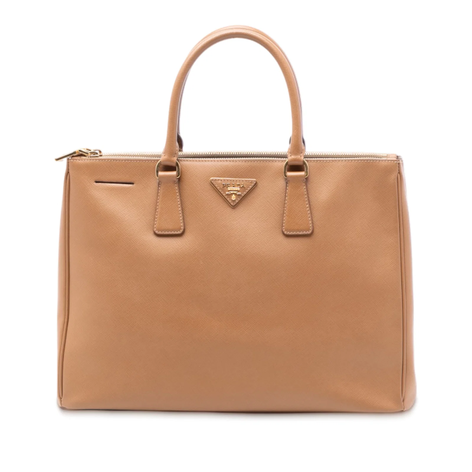 Prada Galleria Saffiano Leather Brown Large Double Zip Tote Bag