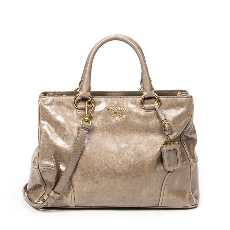 PRADA HORIZONTAL SHOPPING TOTE BRW VITELLO BAG