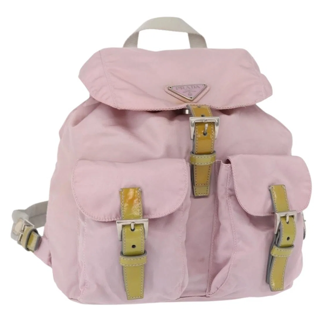 Prada Pink Nylon Double Pocket Women's Backpack 24cm x 22cm x 11cm