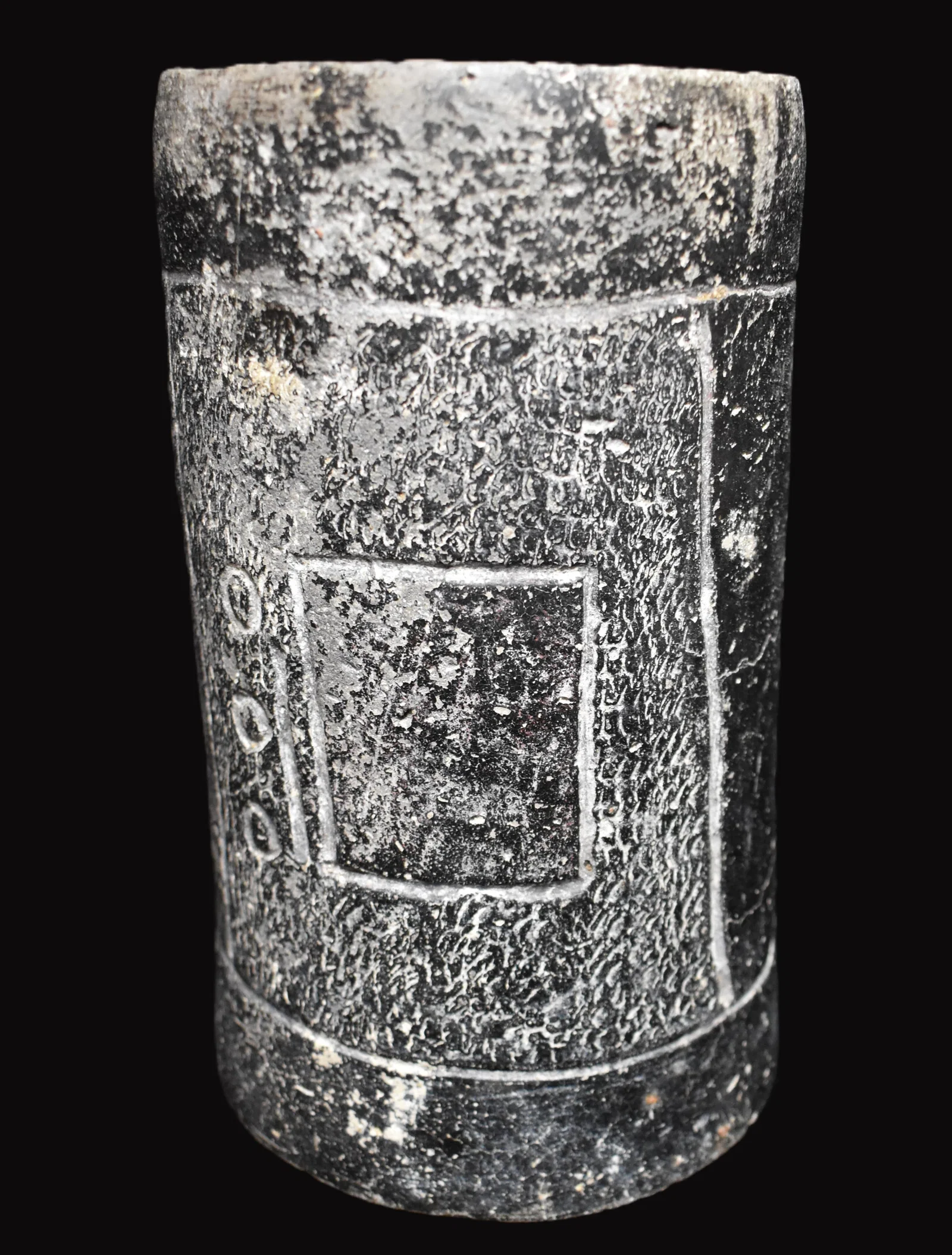 Pre-Columbian Mayan Incised Pottery Cylinder