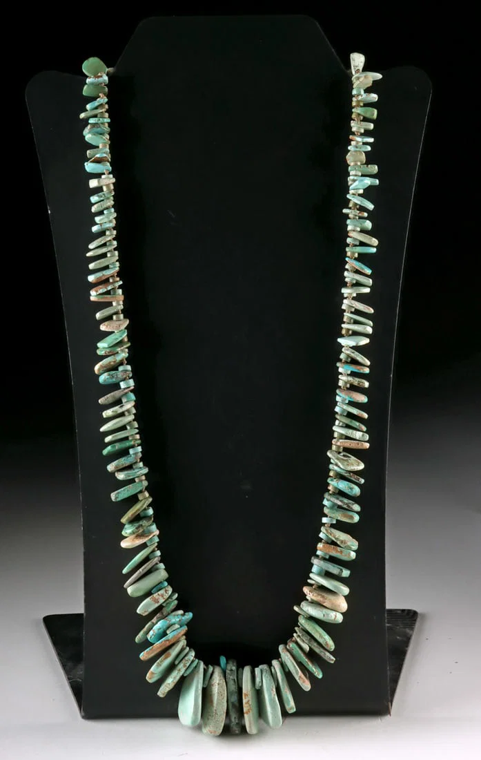 Prehistoric Anasazi Turquoise Beads, Strung as Necklace