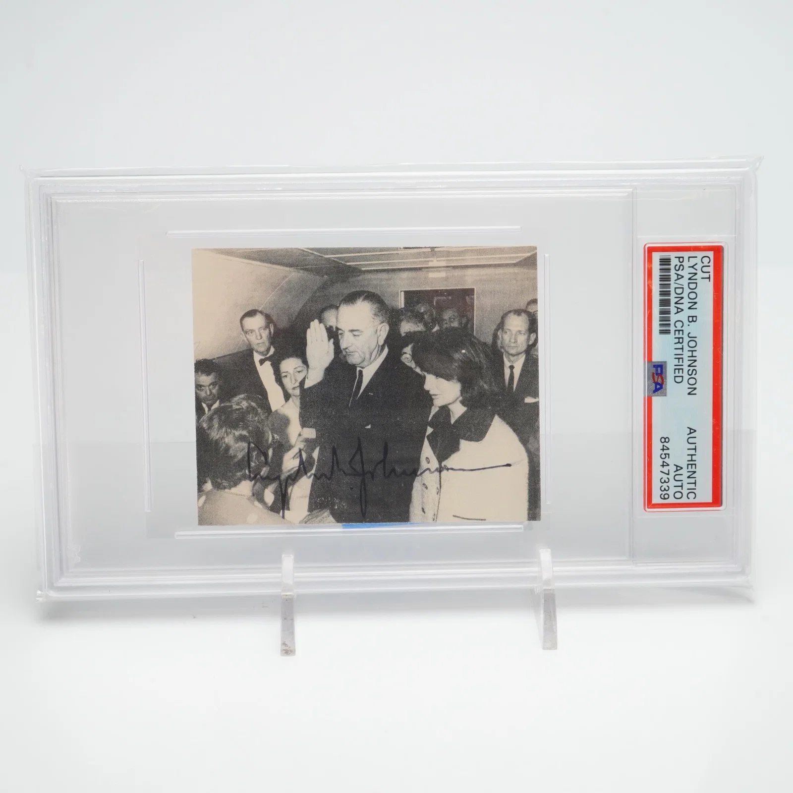 President Lyndon Johnson Signed Cut Display JFK Assassination Image PSA/DNA