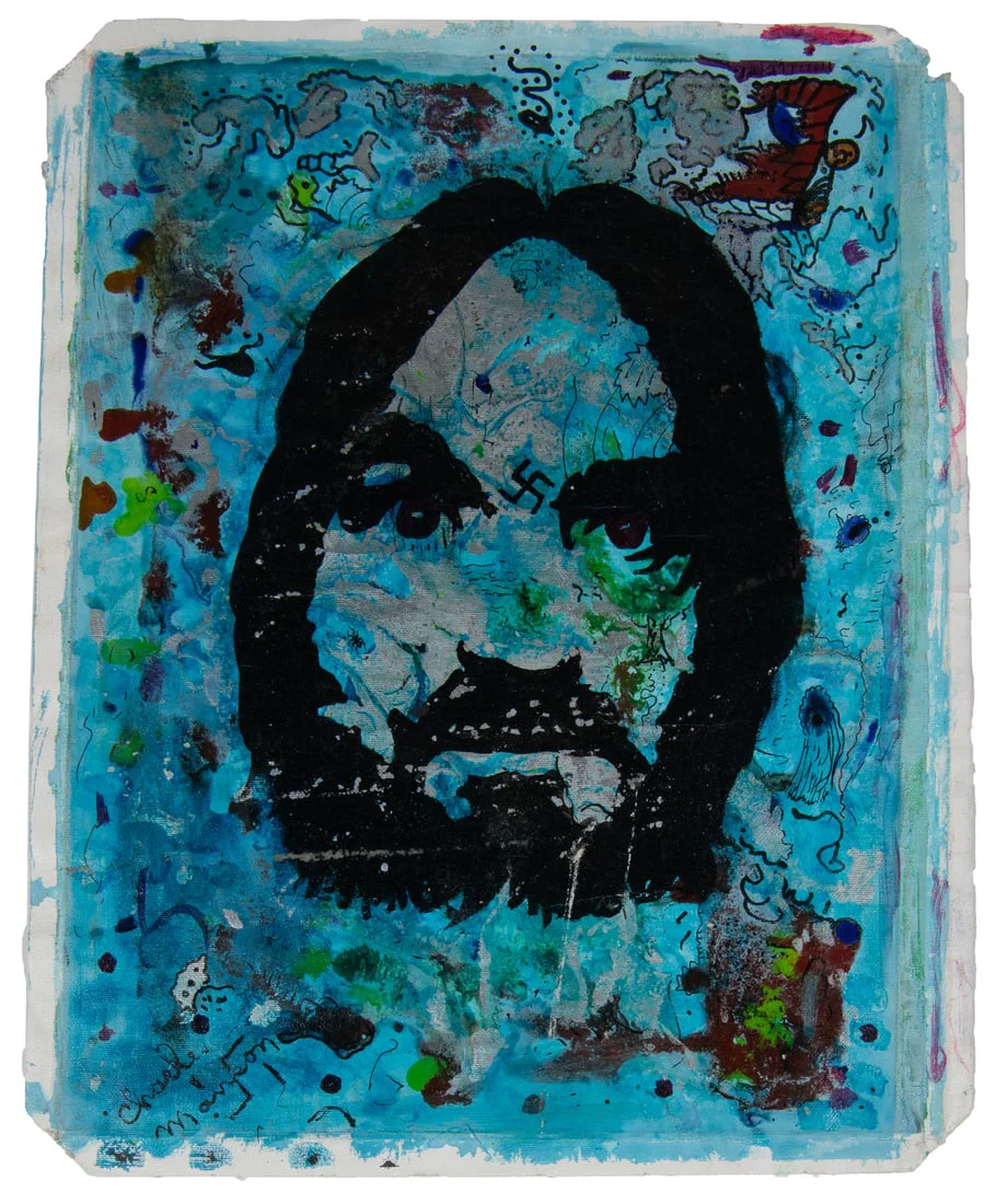 [PRISON ART]. MANSON, Charles (1934-2017). Abstract with Self Portrait.