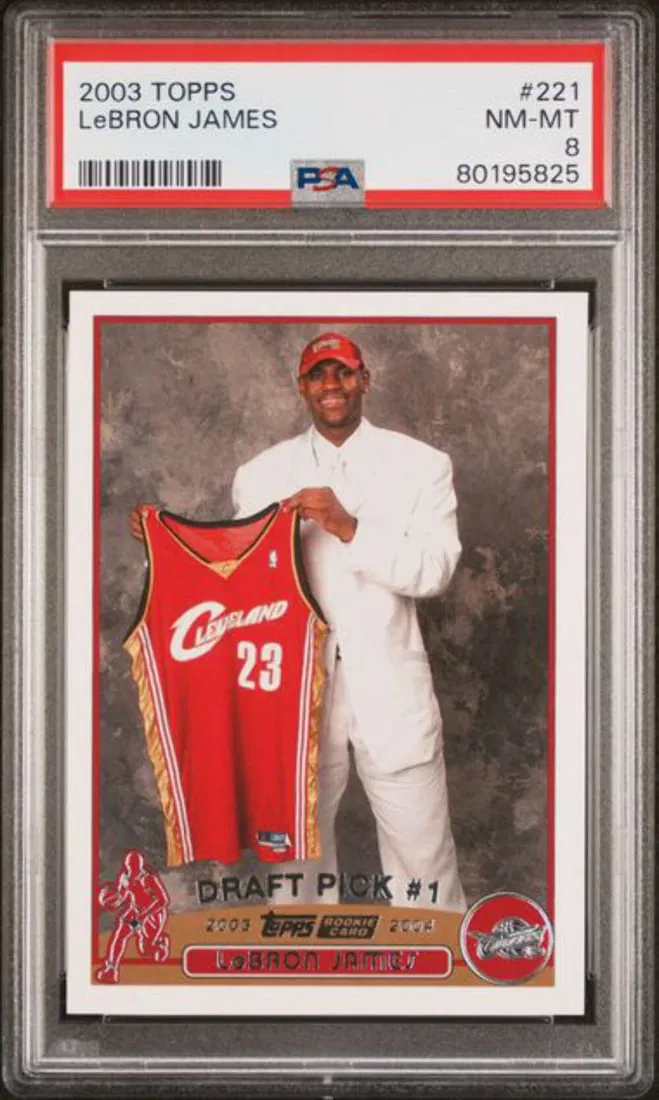 PSA 8 LeBron James 2003 Topps Rookie Basketball Card #221 Cavaliers