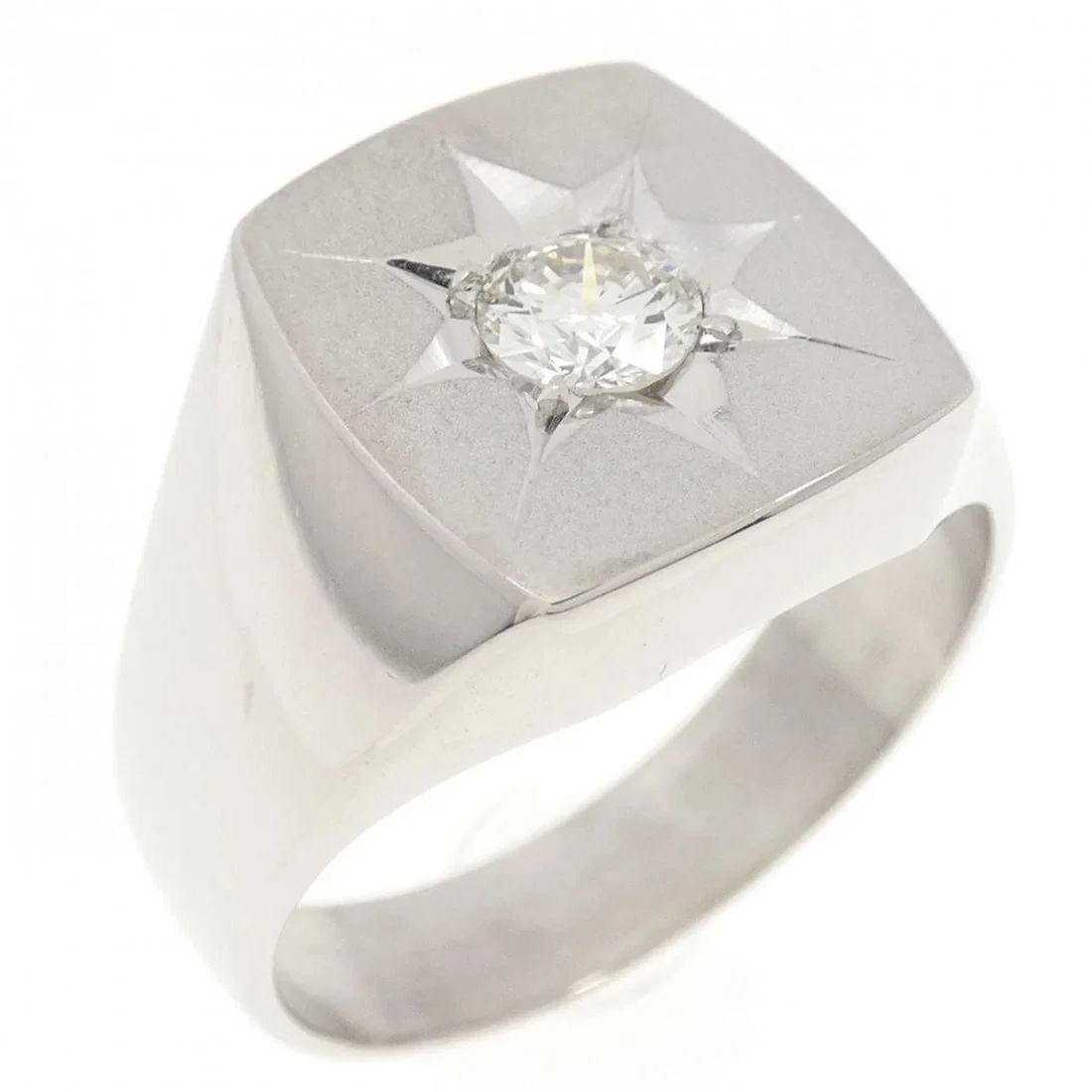 PT900 SIGNET DIAMOND RING
