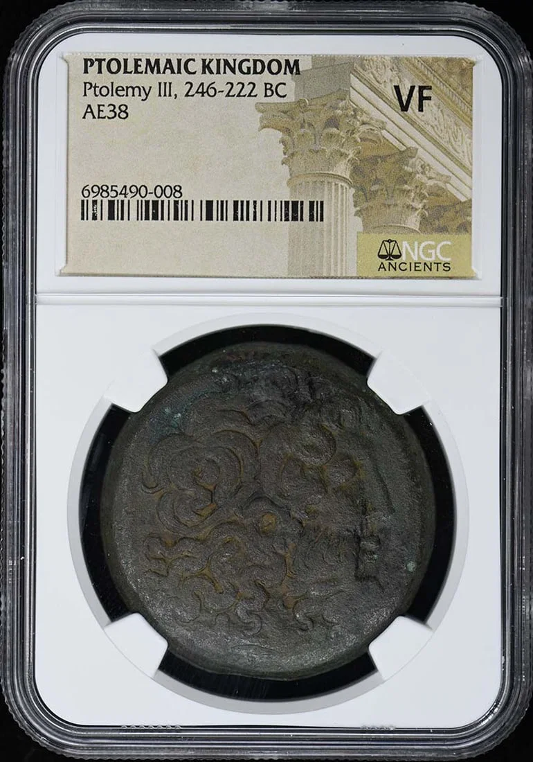 Ptolemaic Kingdom AE38 Coin Egypt NGC Certified VF Ptolemy III