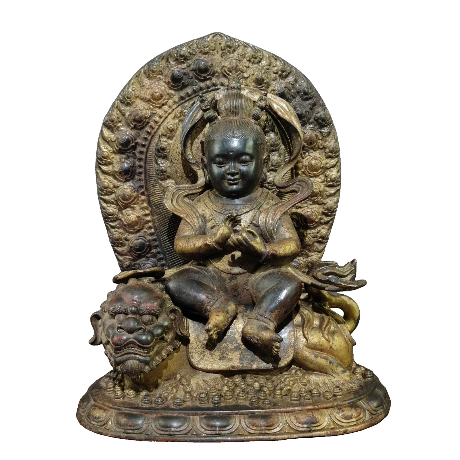 Pure copper mud gold cinnabar Buddha statue Shancai Tongzi · Red Boy