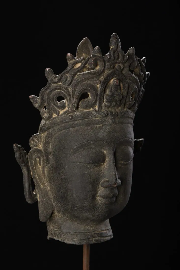 Purple Copper Buddha Crown Guanyin Head