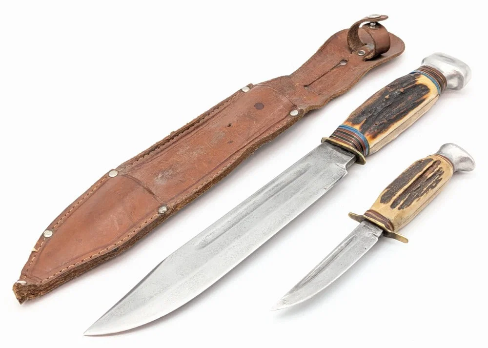 Pyrco Stag Piggyback Hunting Knife Set w/ Sheath