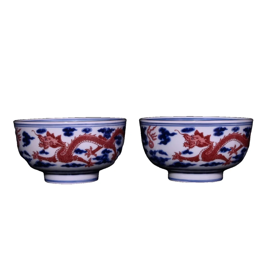 Qianlong Blue and Red Dragon Pattern Bowl