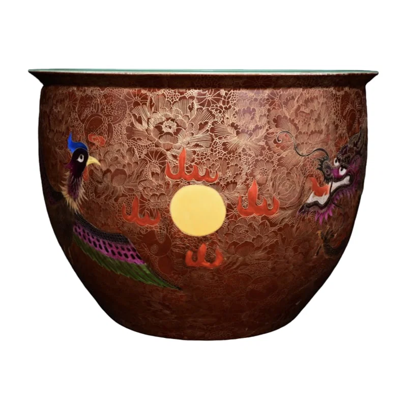 Qianlong Enamel Dragon Phoenix Vase