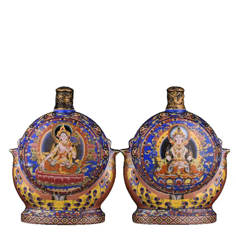 Qianlong Enamel Vase with Three Saints and Double Phoenix Pattern