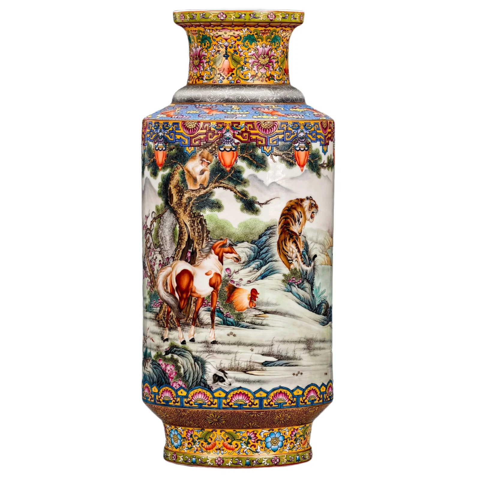 Qianlong Enamel Zodiac Vase