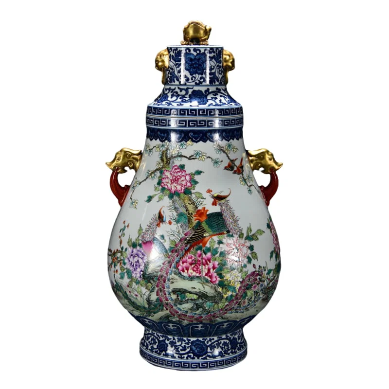 Qianlong period blue and white famille rose phoenix gilt cup