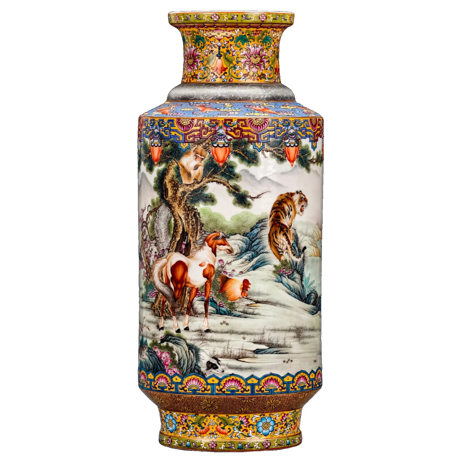 Qianlong period of the Qing Dynasty, a vase with twelve zodiac animal patterns.