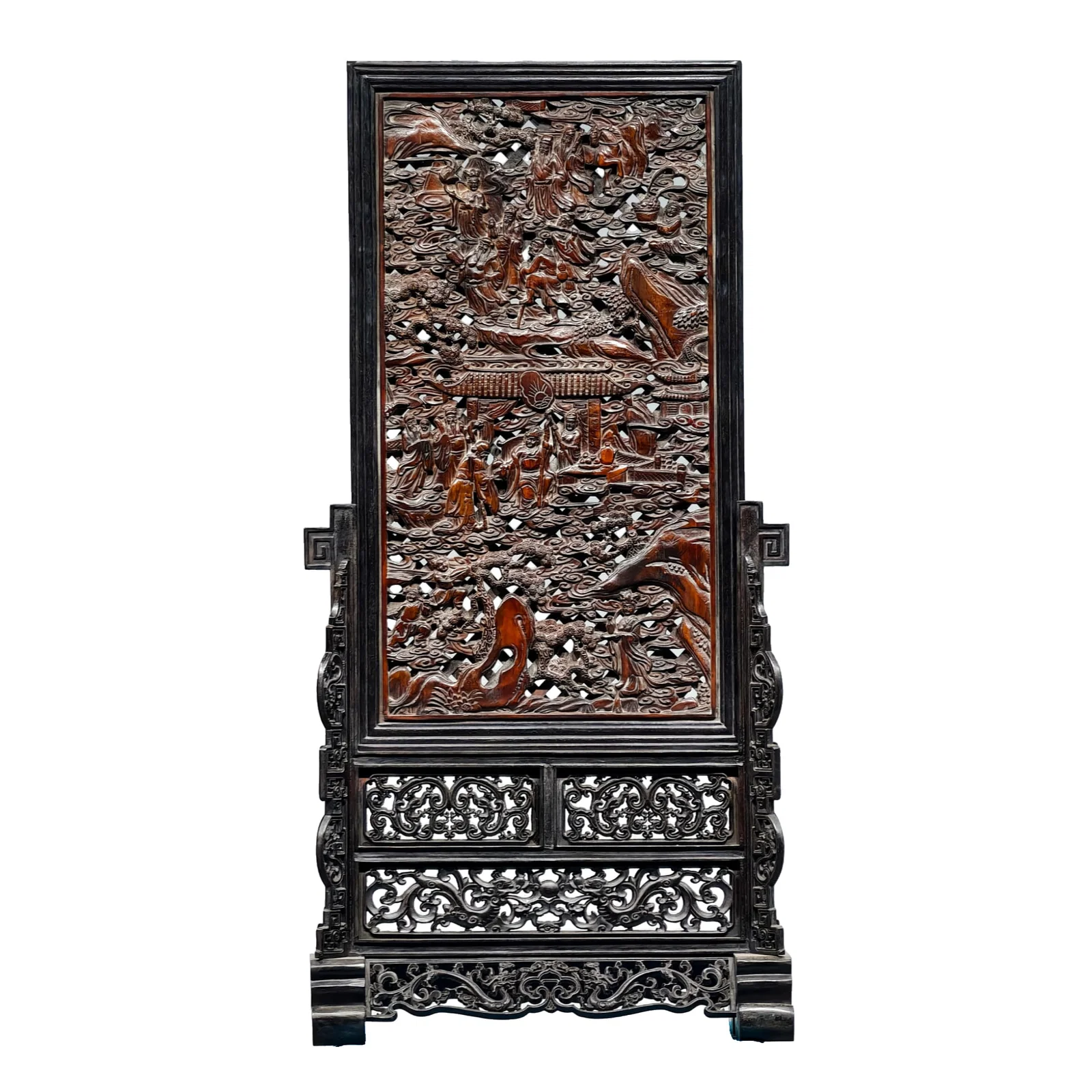 Qianlong Sandalwood and Purple Bamboo Screen
