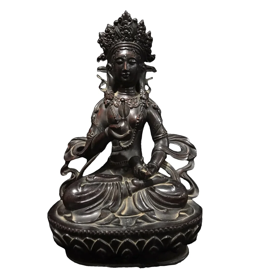 Qing Dynasty, a statue of Vajrasattva made of small leaf purple sandalwood.