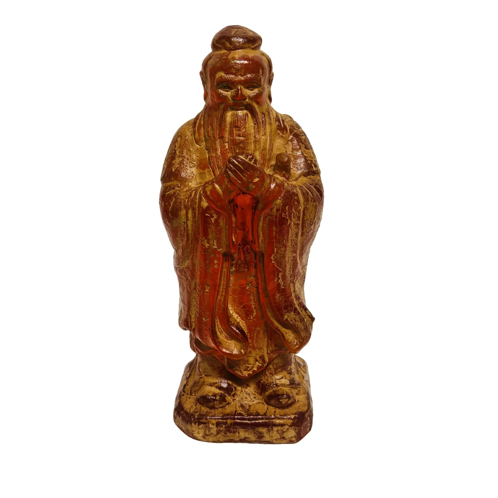 Qing Dynasty Amber Statue of Confucius – Finely Carved Figure