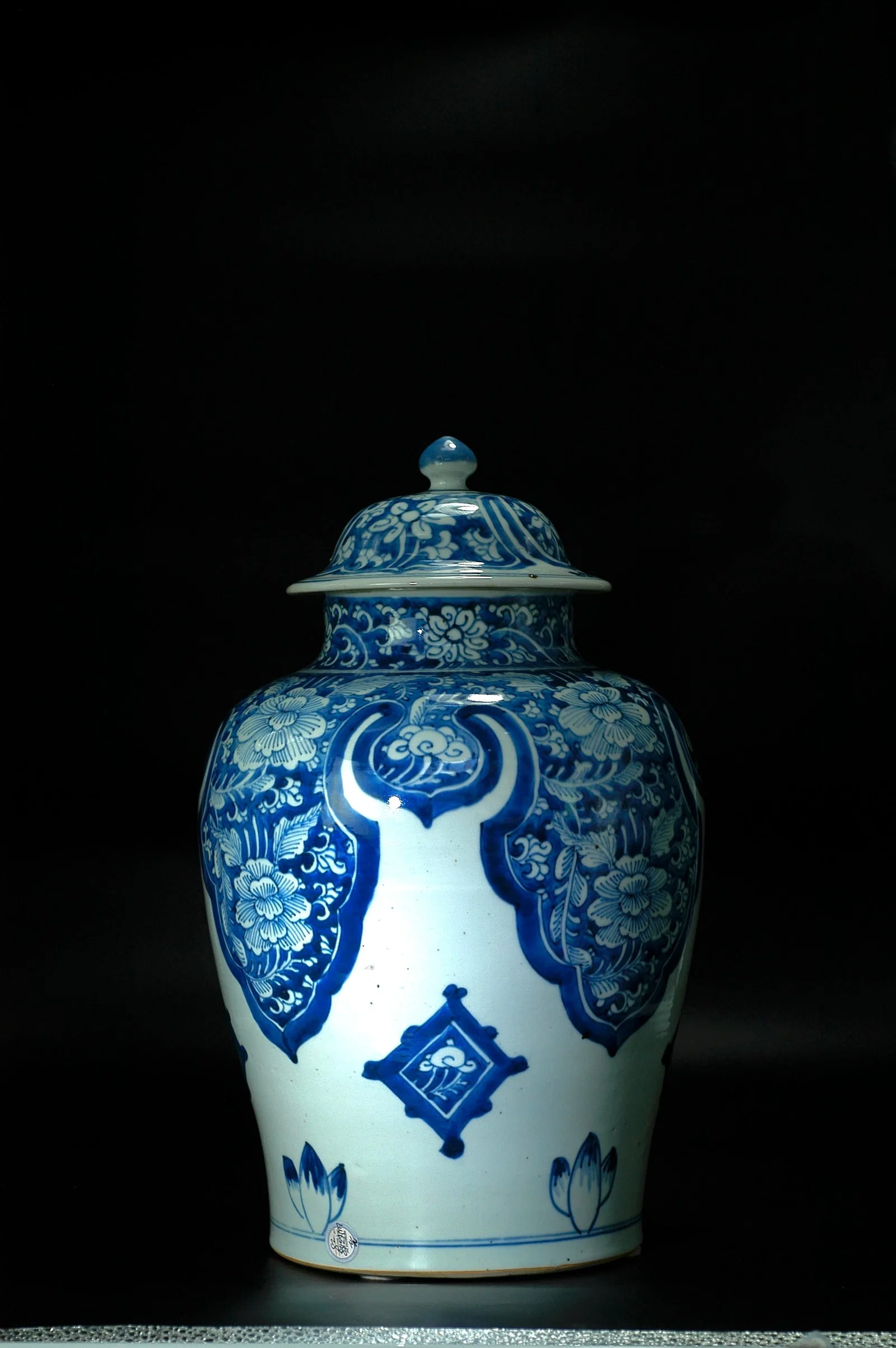 Qing Dynasty Blue and White Floral General Jar with Cover