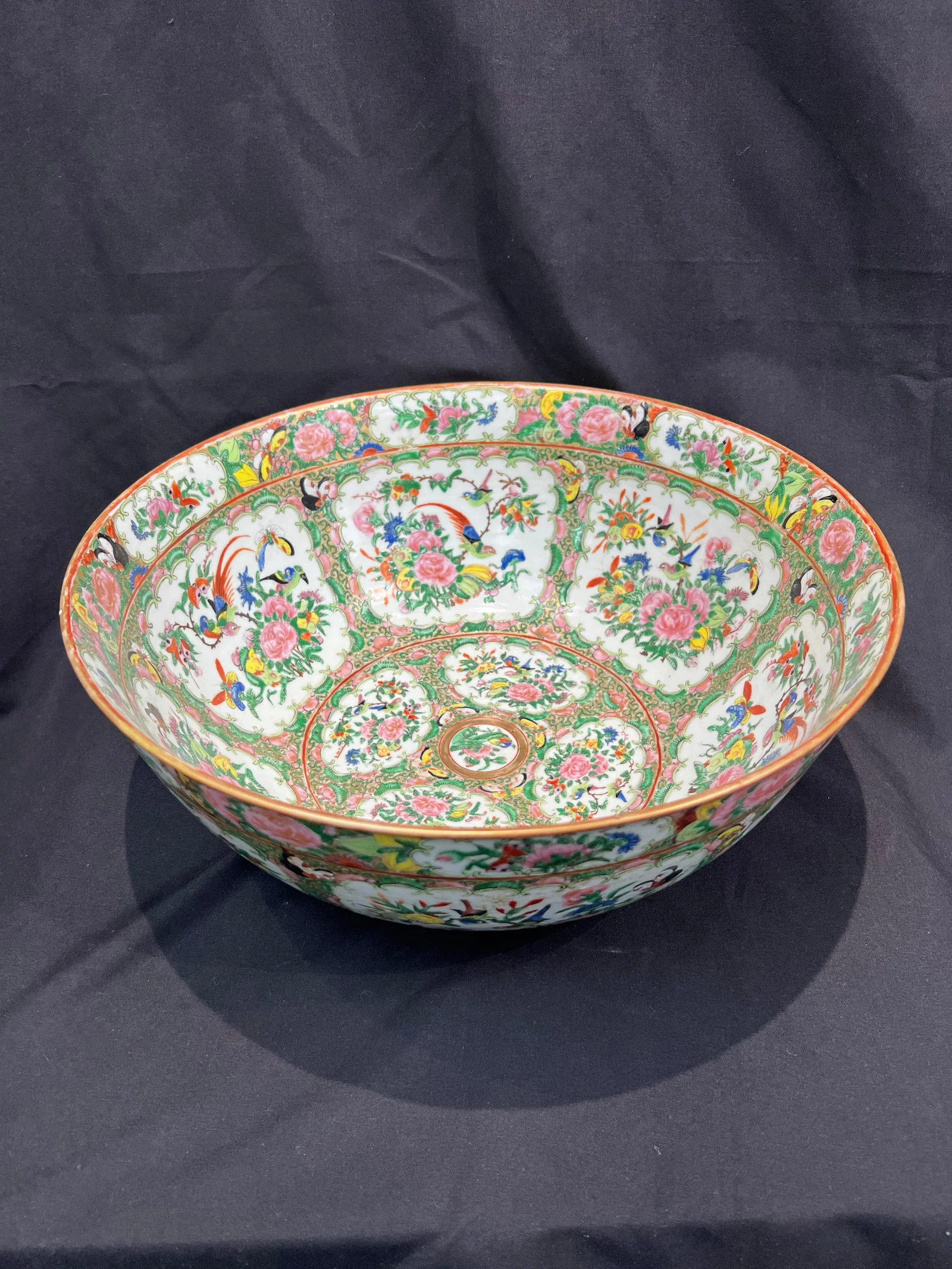 Qing Dynasty Canton Enamel Bird-and-Flower Large Bowl