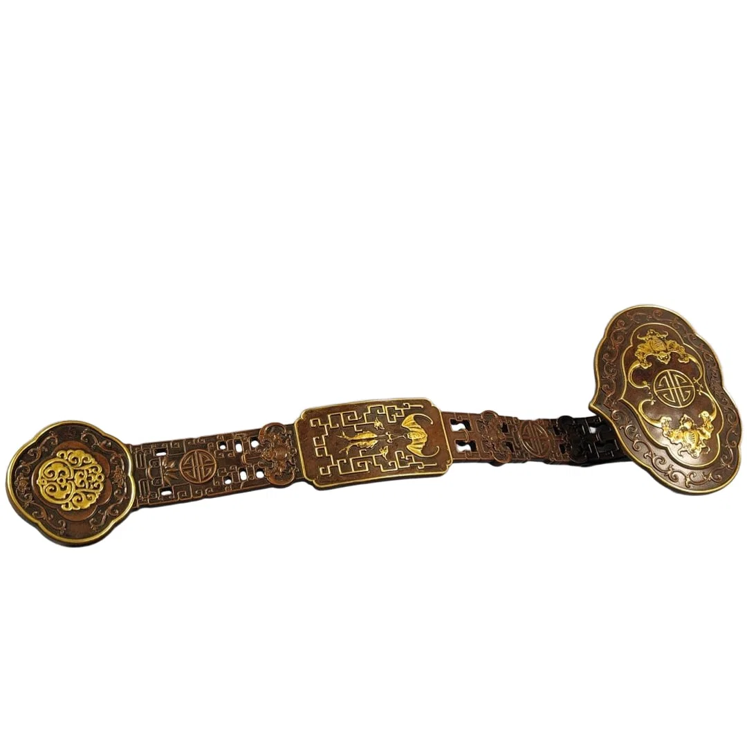 Qing Dynasty copper inlaid with gold ruyi scepter