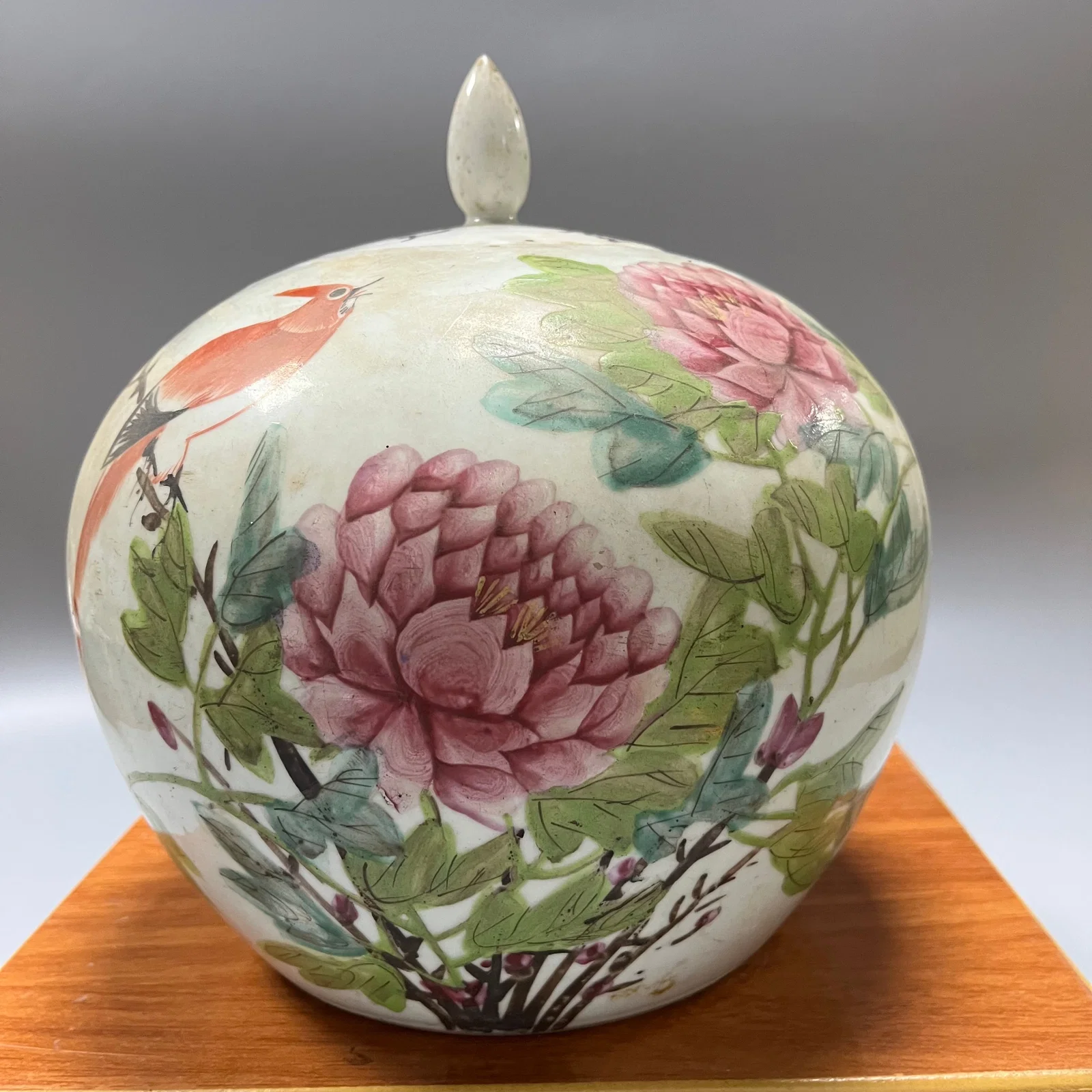 Qing Dynasty Ding Si Summer Month Flower and Bird Poem Rhyme White Porcelain Covered Jar