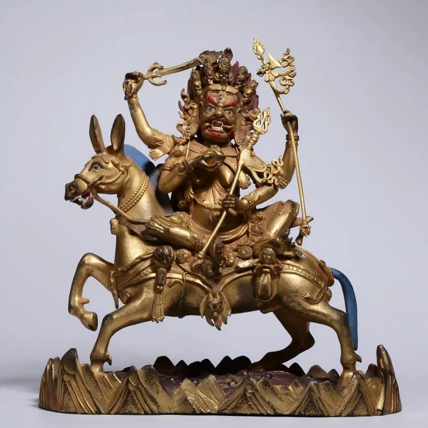 QING DYNASTY GILT BRONZE AUSPICIOUS GODDESS STATUE