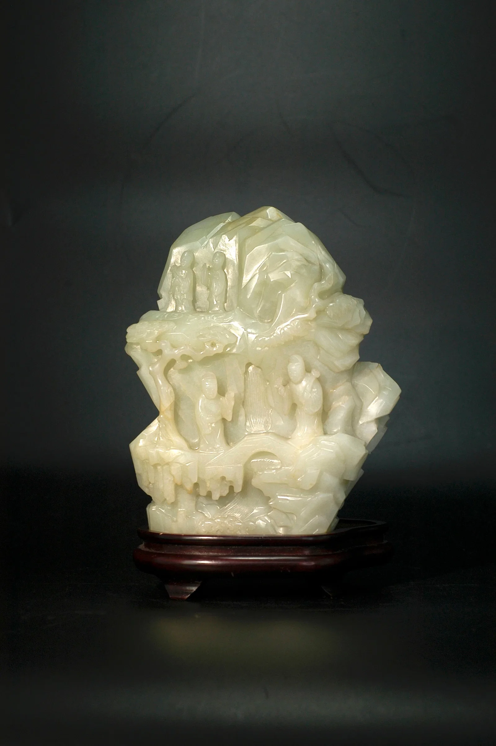 Qing Dynasty Hetian White Jade Figures Landscape Ornament