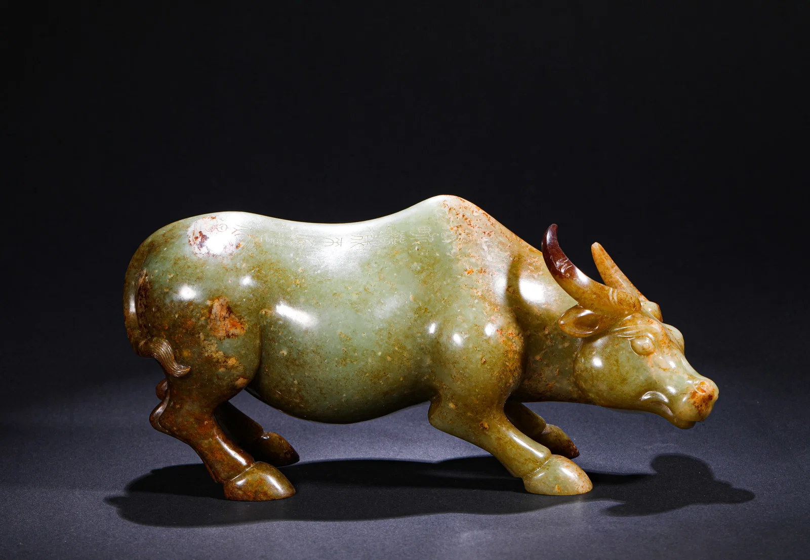 QING DYNASTY INSCRIPTION HETIAN JADE OX