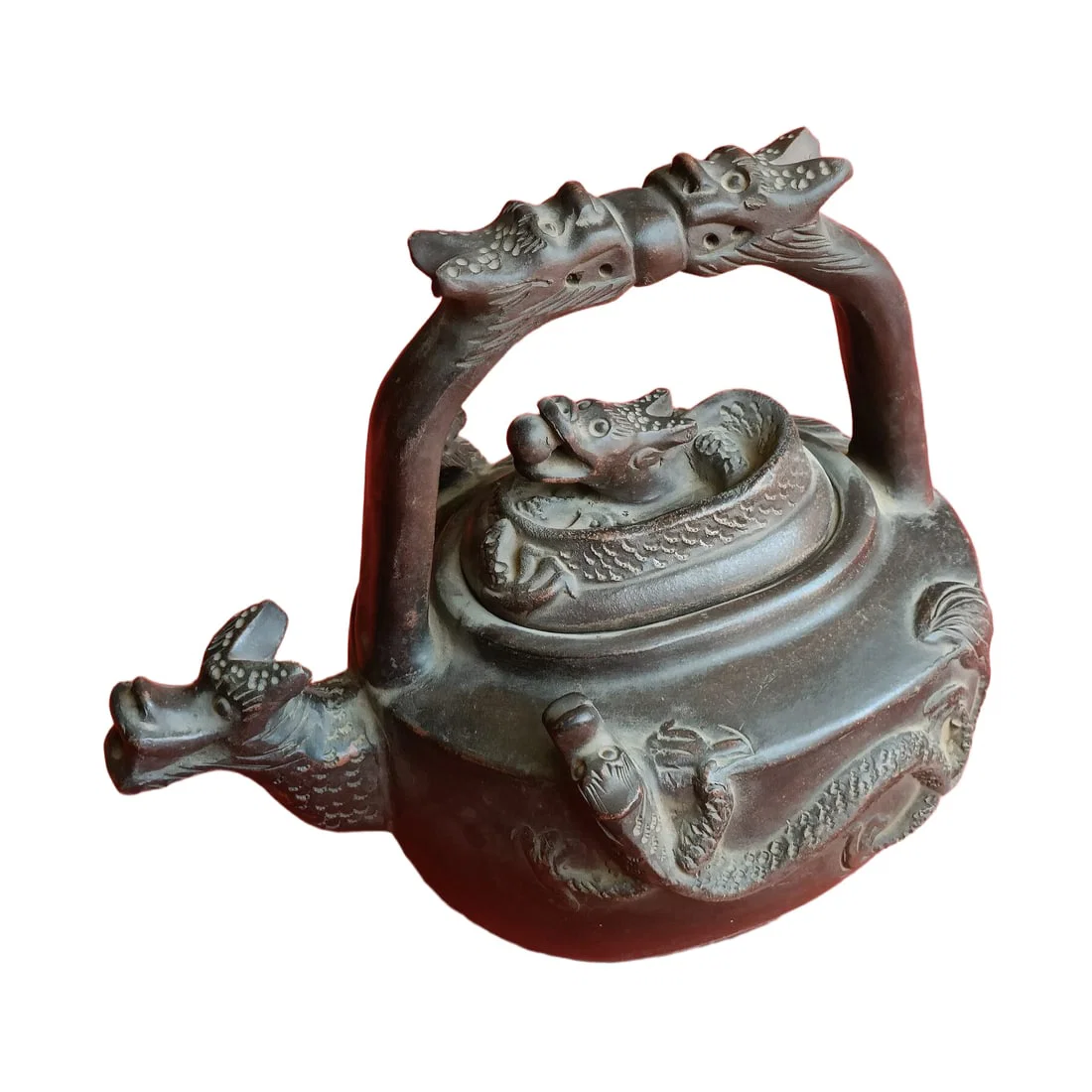 Qing Dynasty large high-relief dragon pot