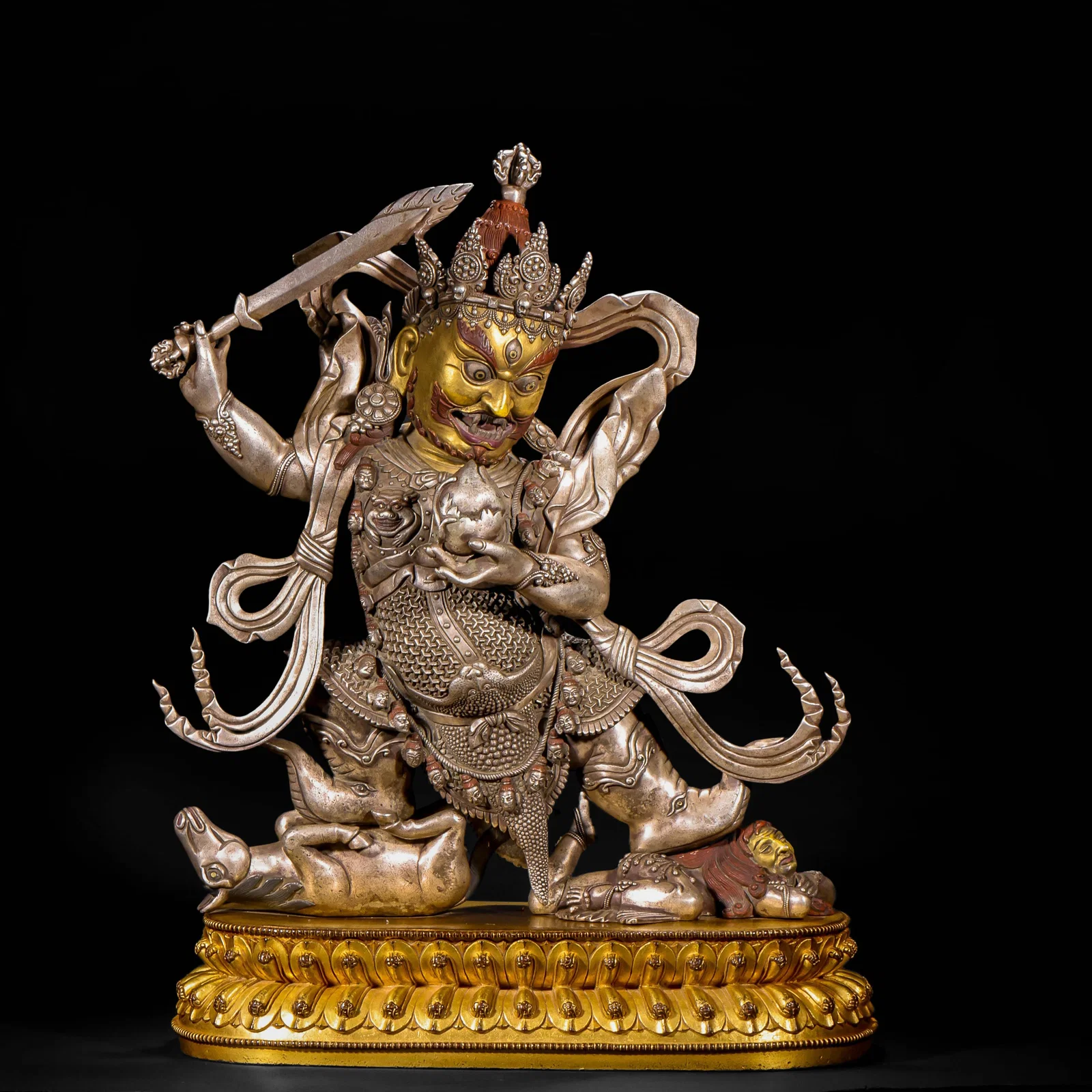QING DYNASTY TIBETAN SILVER MAHAKALA BUDDHA STATUES
