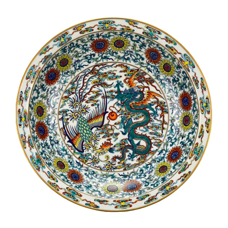 Qing Dynasty Yongzheng Period Doucai Folding Rim Plate