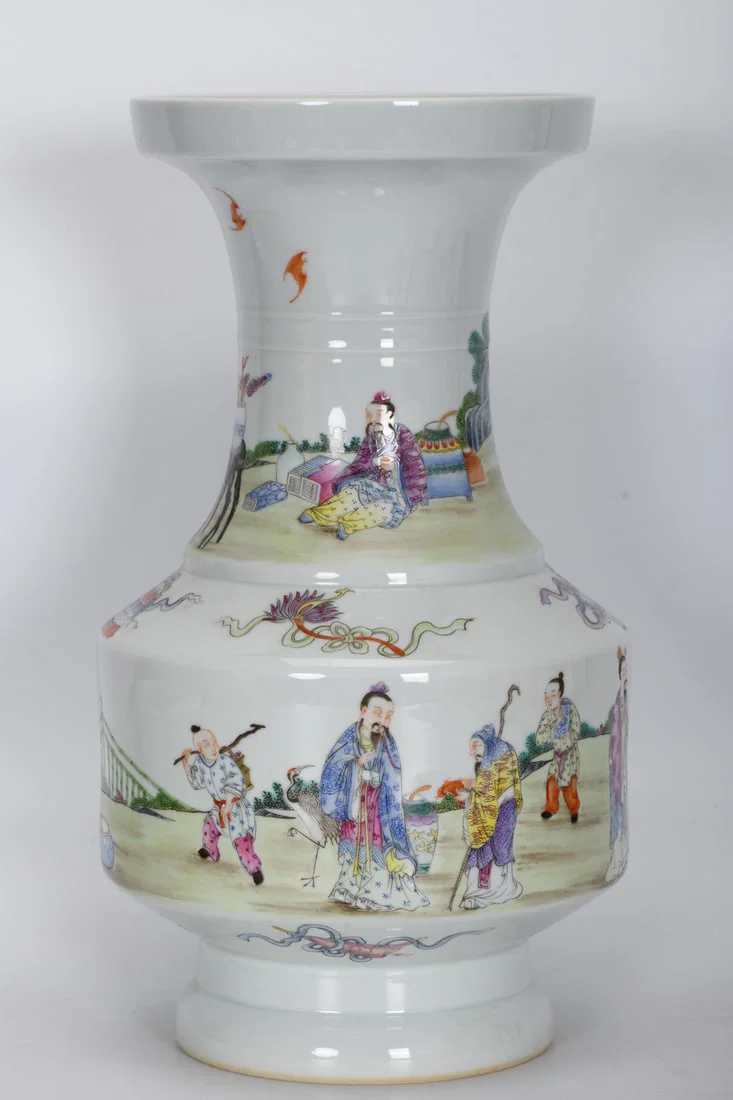 Qing Dynasty, Yongzheng Period, Famille Rose Vase with Figures and Stories