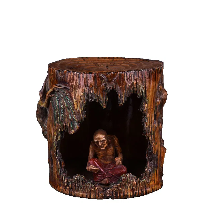 Qing Qianlong Biomimetic Porcelain Arhat Tree Cave Meditation