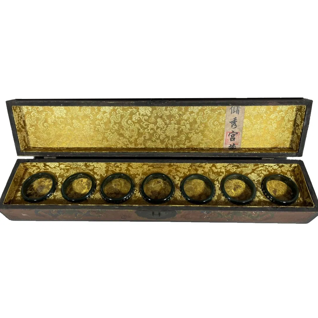 Qing Qianlong Nanmu Lacquer Box Jade Bracelet