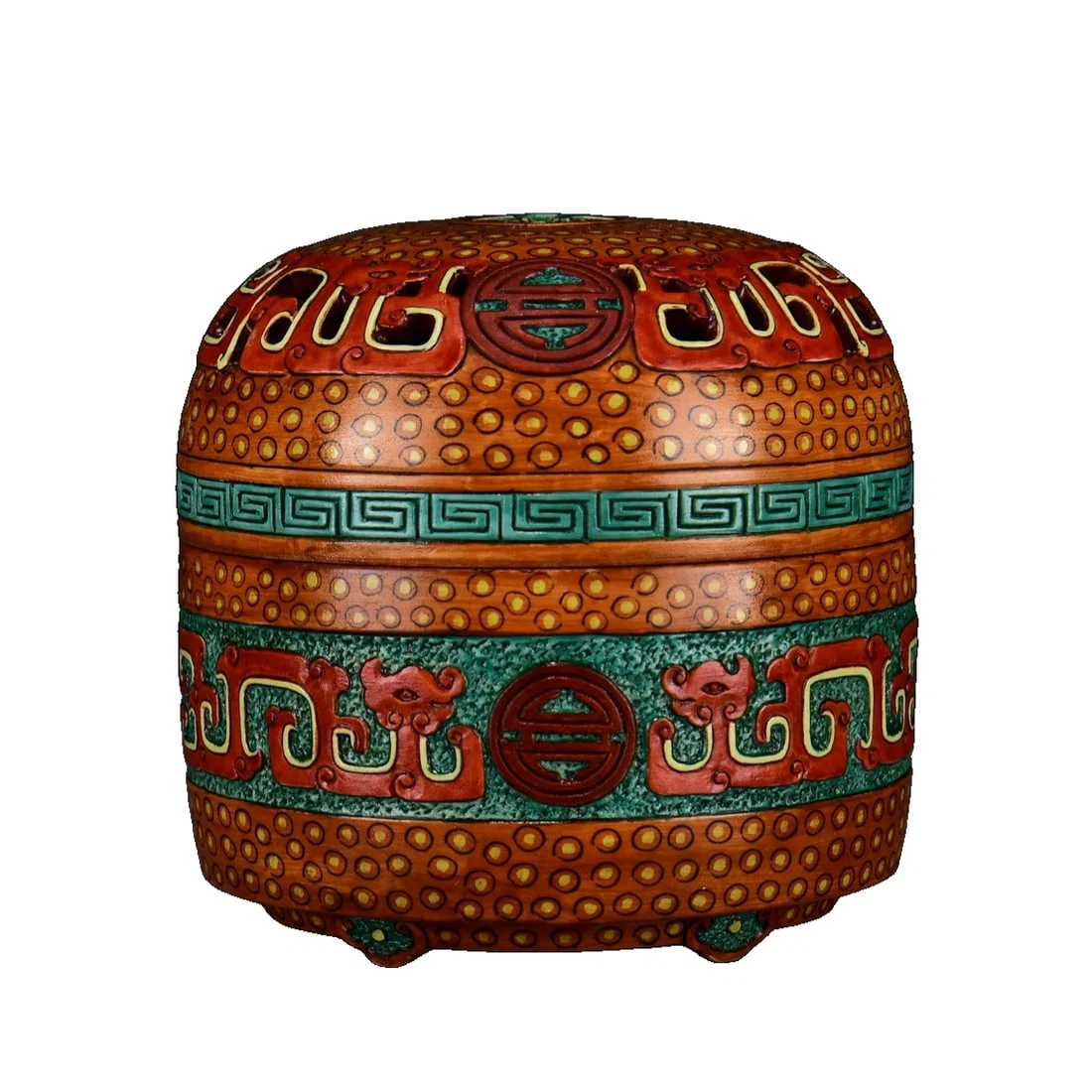 Qing Qianlong Polychrome Chilong Incense Burner