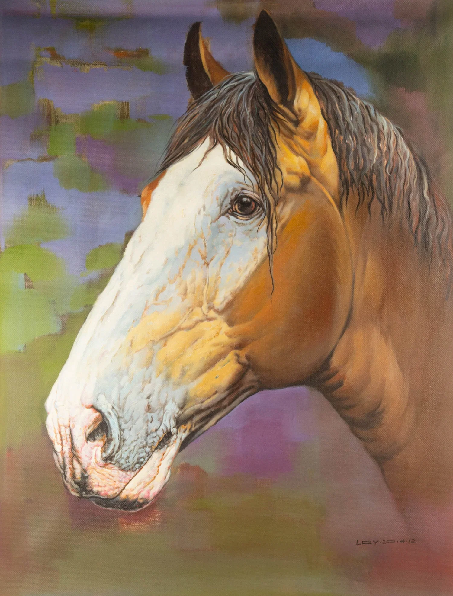 Qingyuan Liang Animal Original Oil On Canvas "Horse Series III"
