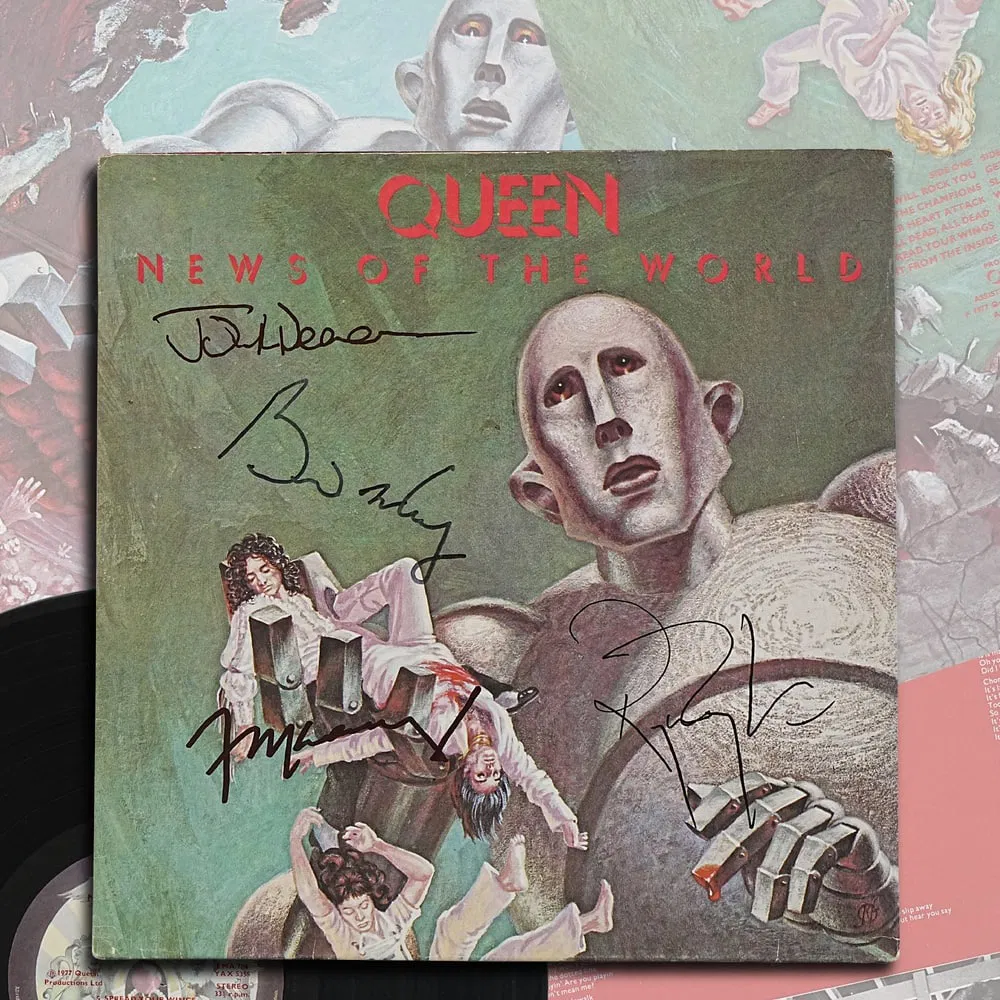 QUEEN FULLY SIGNED NEWS OF THE WORLD LP