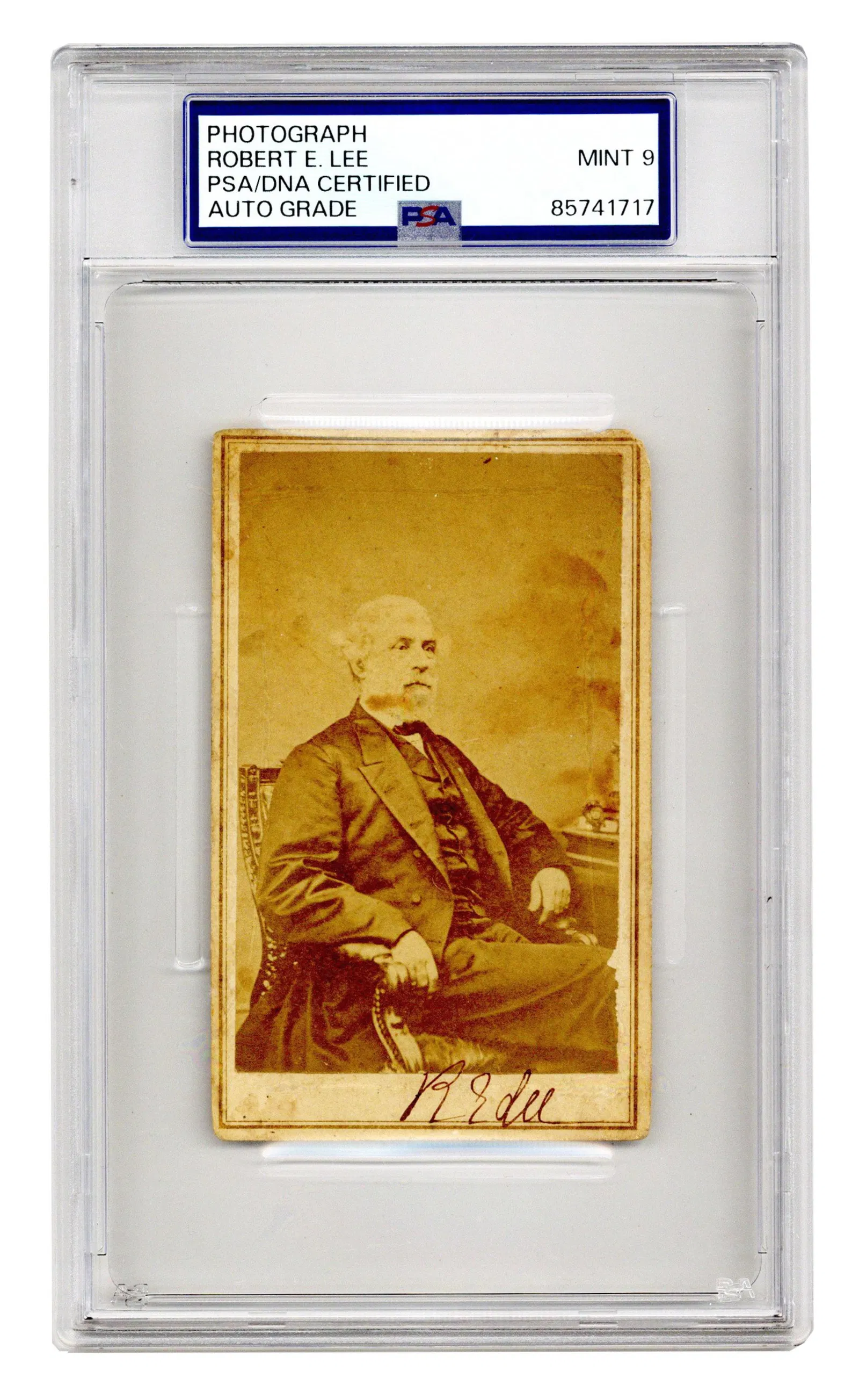 R.E. Lee PSA MINT 9 Signed CDV - Scarce Post-War Brady Variation of "Clock on Table" Pose!