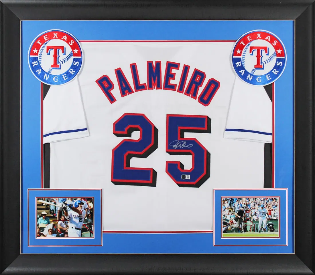 Rafael Palmeiro Signed Framed Jersey Texas Rangers BAS Authenticated