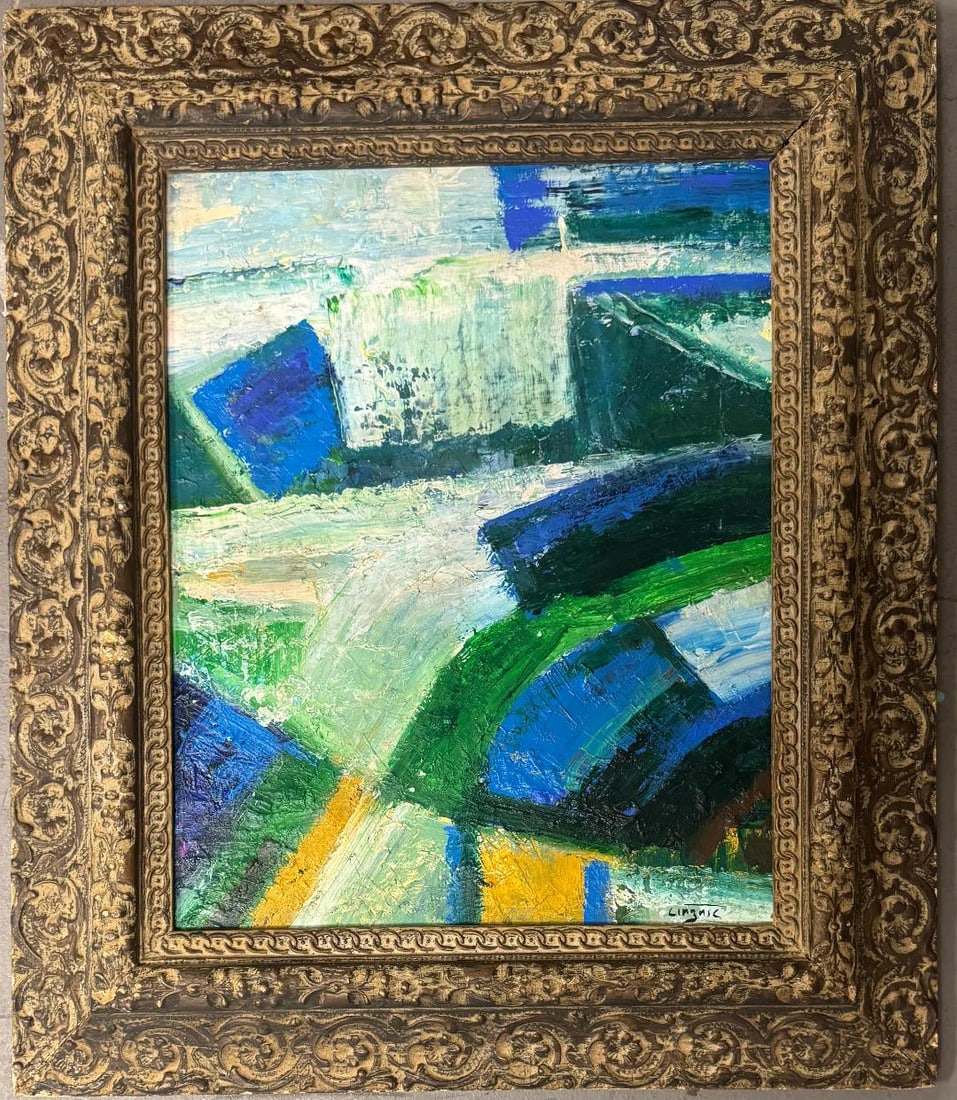 Ram Kumar Attributed Oil on Canvas Art: 20" x 16" Frame: 28" x 24"
