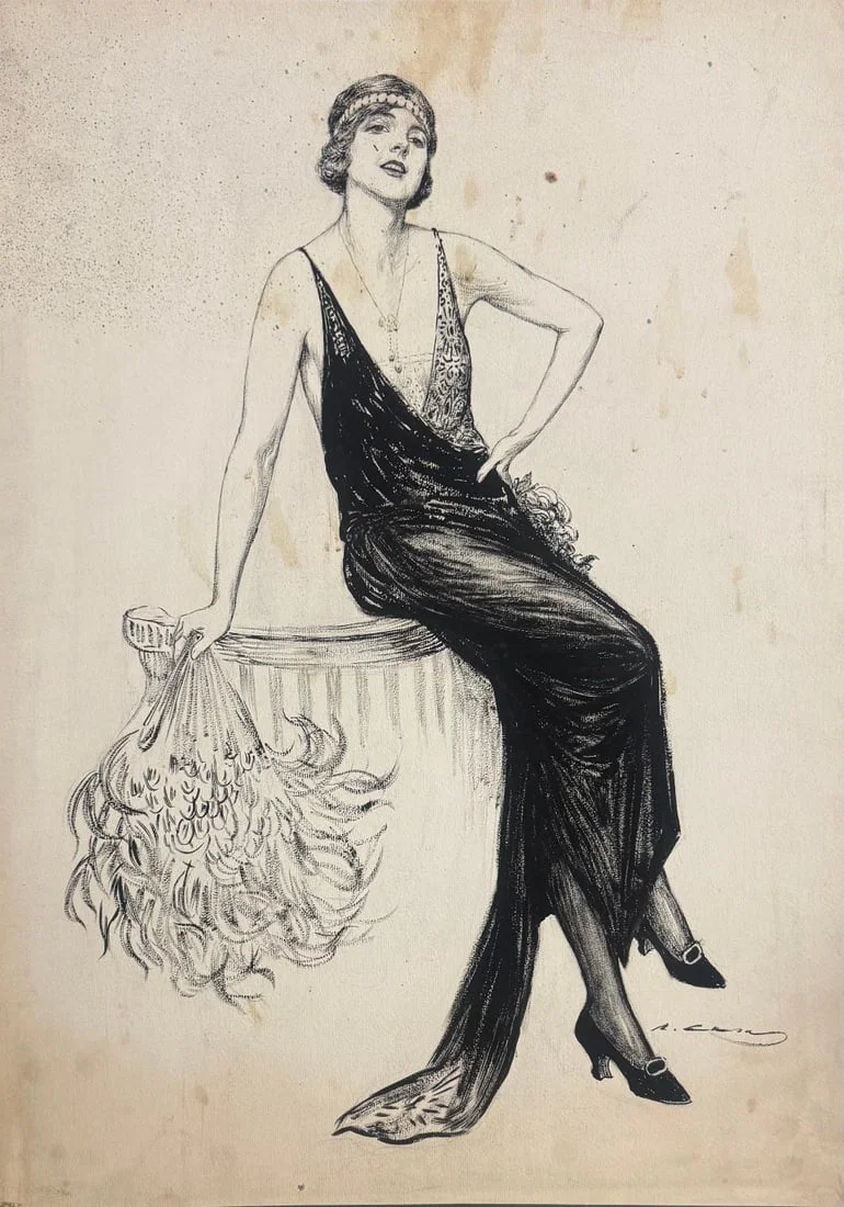 Ramon Casas Carbo (Attributed) Ink on Paper Art: 27.5 x 21.6